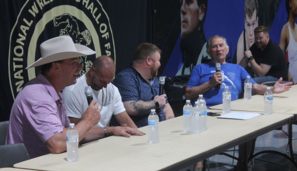 JBL and Jerry Brisco join The Brisco and Ace podcast at the Tragos/Thesz Professional Wrestling Hall of Fame induction weekend on Saturday, July 22, 2023 in Waterloo, Iowa. Photo by Greg Oliver