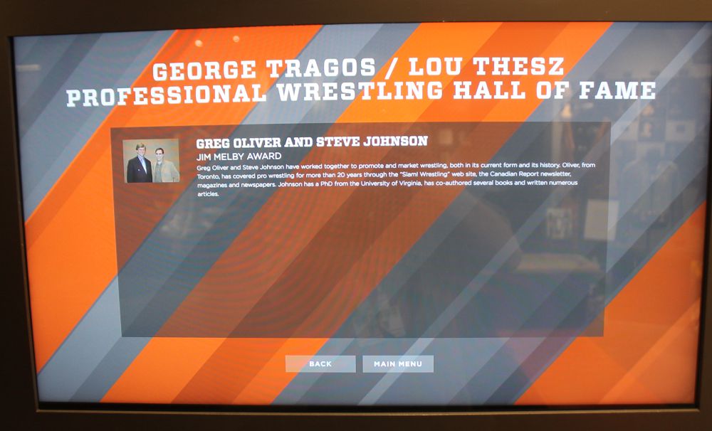 Steve Johnson and Greg Oliver exist electronically at the National Wrestling Hall of Fame Dan Gable Museum, in Waterloo, Iowa, on Saturday, July 22, 2023. Photo by Greg Oliver
