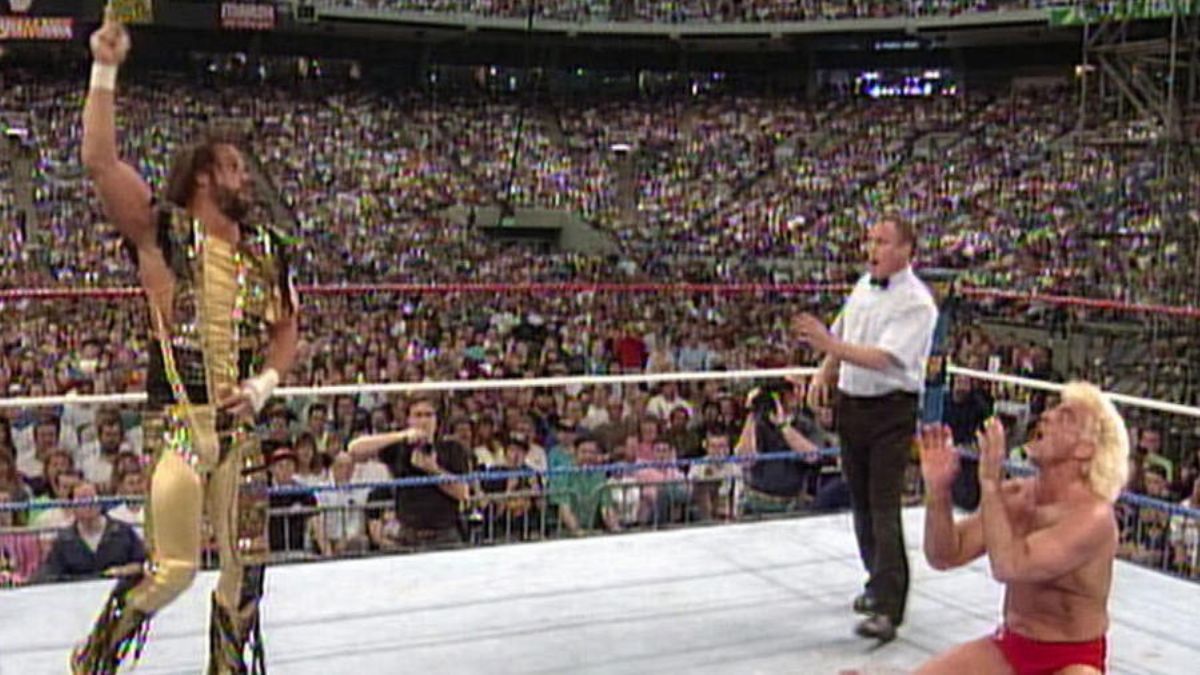 Randy Savage and Ric Flair at WrestleMania XIII. WWE photo