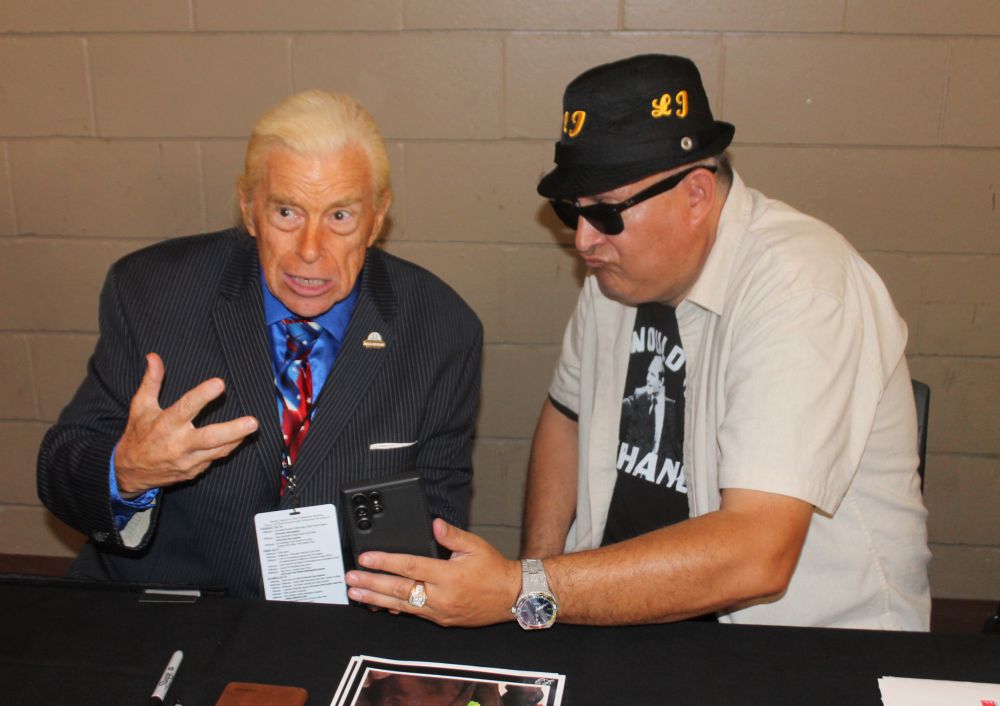 Rick Riddle and "LJ" Len J. Phillips at the Tragos/Thesz Professional Wrestling Hall of Fame induction weekend on Friday, July 21, 2023 in Waterloo, Iowa. Photo by Greg Oliver