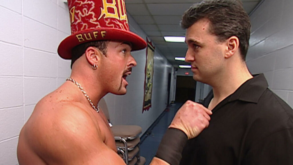 Buff Bagwell confronts Shane McMahon.