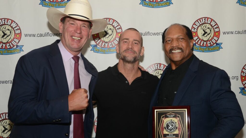 JBL, CM Punk and Ron Simmons at the Cauliflower Alley Club Baloney Blowout on Tuesday, August 29, 2023, at the Plaza Hotel & Casino in Las Vegas. Photo by Brad McFarlin