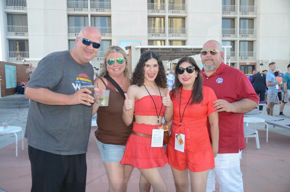 Hanging out at the pool party at the Cauliflower Alley Club reunion on Monday, August 28, 2023, at the Plaza Hotel & Casino in Las Vegas. Photo by Brad McFarlin