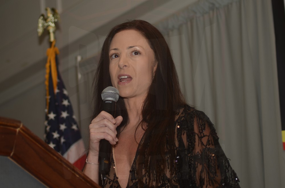Serena Deeb talks about Mickie James at the Cauliflower Alley Club banquet on Wednesday, August 30, 2023, at the Plaza Hotel & Casino in Las Vegas. Photo by Brad McFarlin