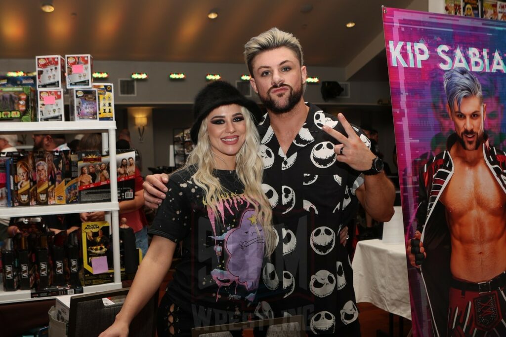 Penelope Ford and Kip Sabian at WrestleBash 2 on Sunday, August 20, 2023, at the DoubleTree by Hilton Fairfield Hotel and Suites in Fairfield, New Jersey. Photo by George Tahinos, georgetahinos.smugmug.com