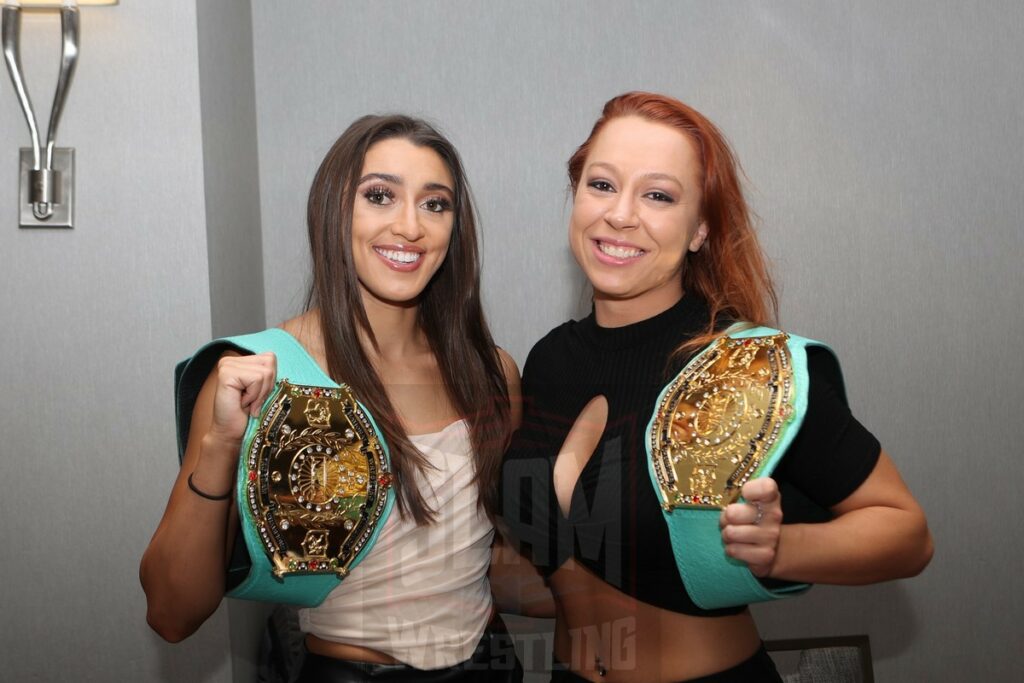 Madi Wrenkiwski and Mussa Kate at WrestleBash 2 on Sunday, August 20, 2023, at the DoubleTree by Hilton Fairfield Hotel and Suites in Fairfield, New Jersey. Photo by George Tahinos, georgetahinos.smugmug.com