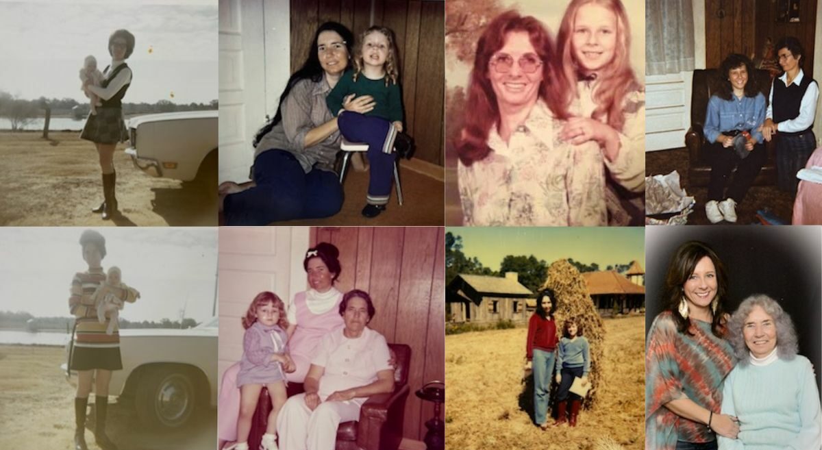 Top: Jodi Williams through the years with her mother, Helen. Bottom: Jodi with her Aunt Noon.