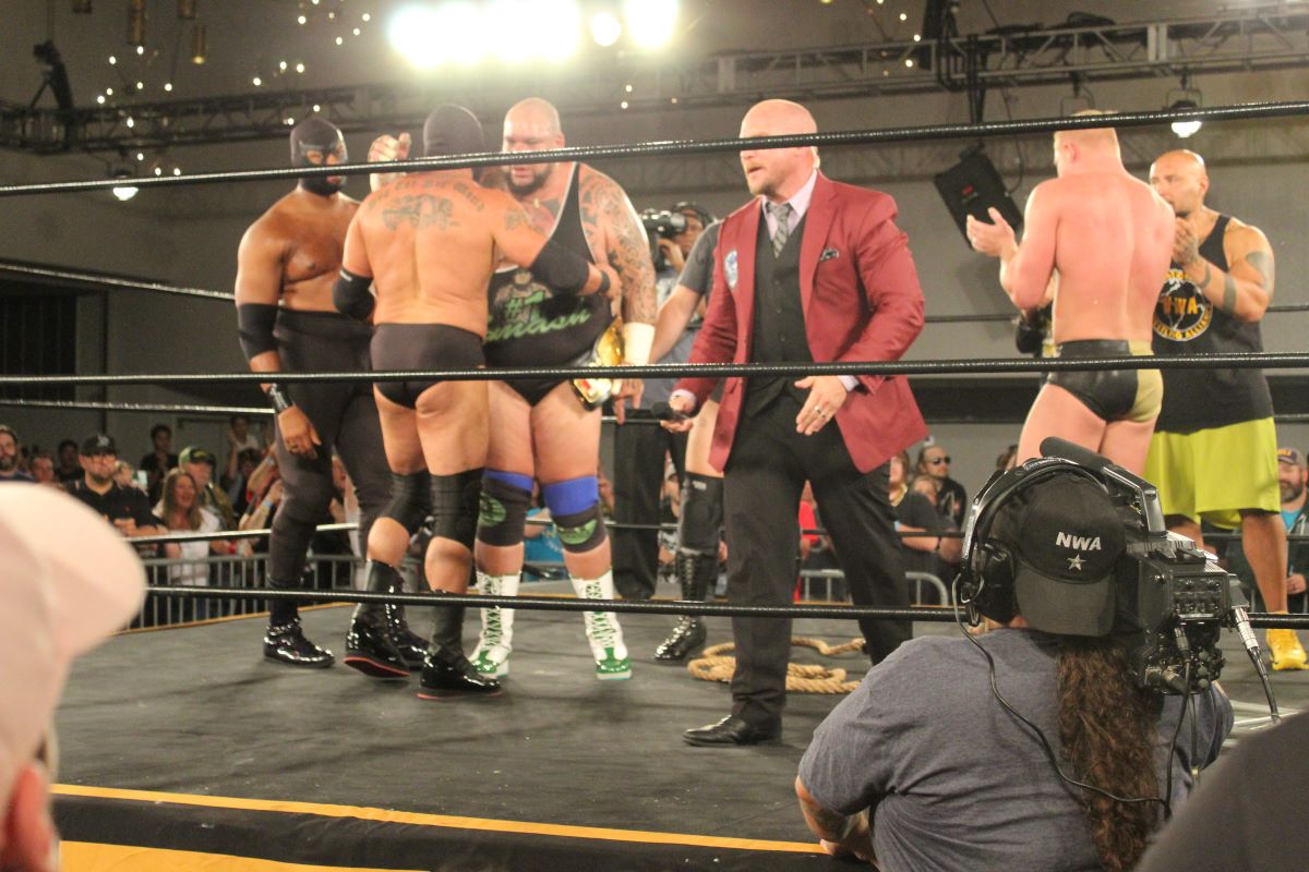 Tyrus get adulation from the NWA roster. Credit: Tommy "Milagro" Martinez