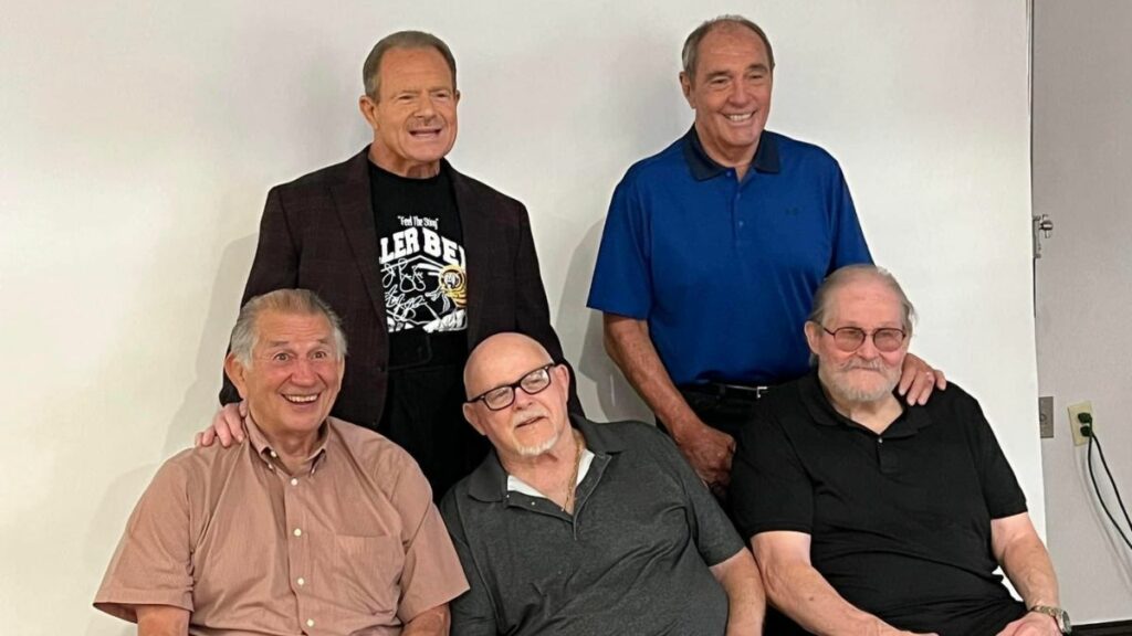 Brian Blair, Steve Kerin, Jerry Brisco, Kevin Sullivan and Bob Roop at The Gathering in Charlotte, NC, on Saturday, August 5, 2023. Photo by Pete Lederberg