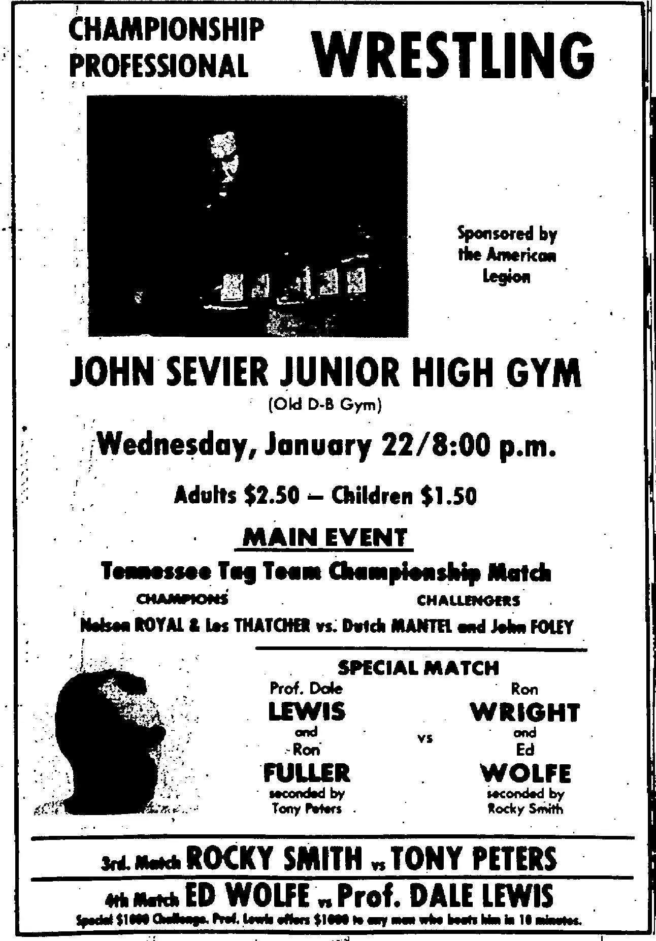A Tony Peters clipping  for Kingsport, Tennessee, on January 22, 1975.