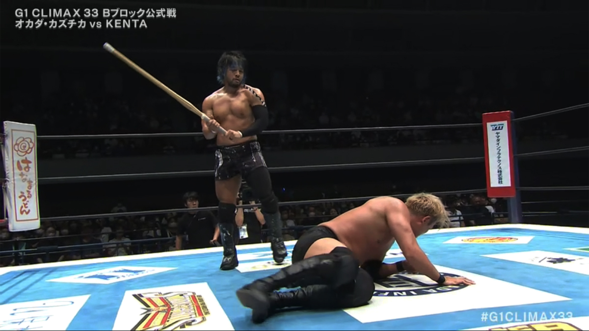 Kenta whips Okada into shape. Courtesy: NJPW.