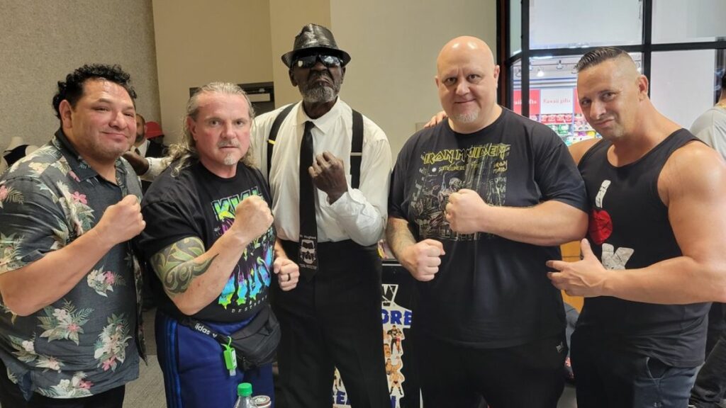 Super Crazy, "Pitbull" Gary Wolfe, Mr. Hughes, Roadkill and Danny Doring at 90s Wrestling Con on Saturday, September 30, 2023, at Rockaway Townsquare, in Rockaway, New Jersey. Photo by George Tahinos, georgetahinos.smugmug.com