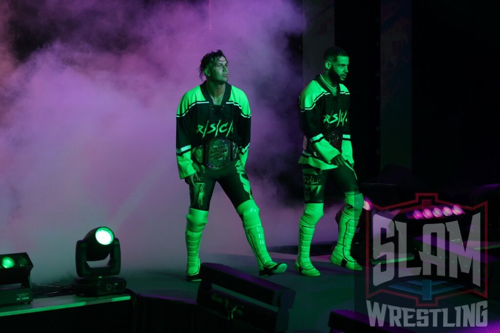 The Rascalz (Trey Miguel and Zachary Wentz) at Impact Victory Road on Friday, September 8, 2023, at the Westchester County Center in White Plains, NY. Photo by George Tahinos, georgetahinos.smugmug.com