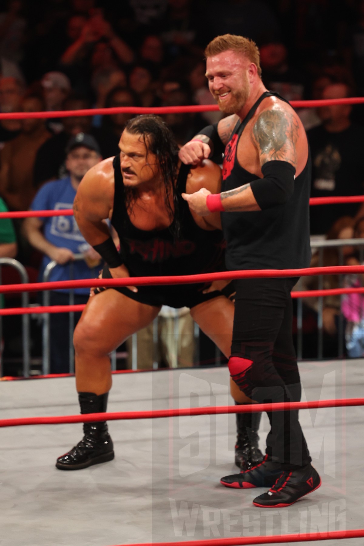 Rhino and Heath after The Feast or Fired Match at Impact 1000 on Saturday, September 9, 2023, at the Westchester County Center in White Plains, NY. Photo by George Tahinos, georgetahinos.smugmug.com