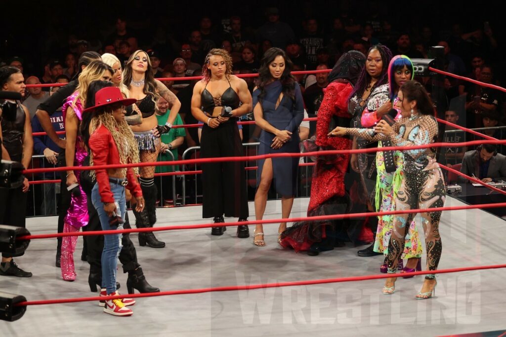 Mickie James and a whole lot of Knockouts at Impact 1000 on Saturday, September 9, 2023, at the Westchester County Center in White Plains, NY. Photo by George Tahinos, georgetahinos.smugmug.com