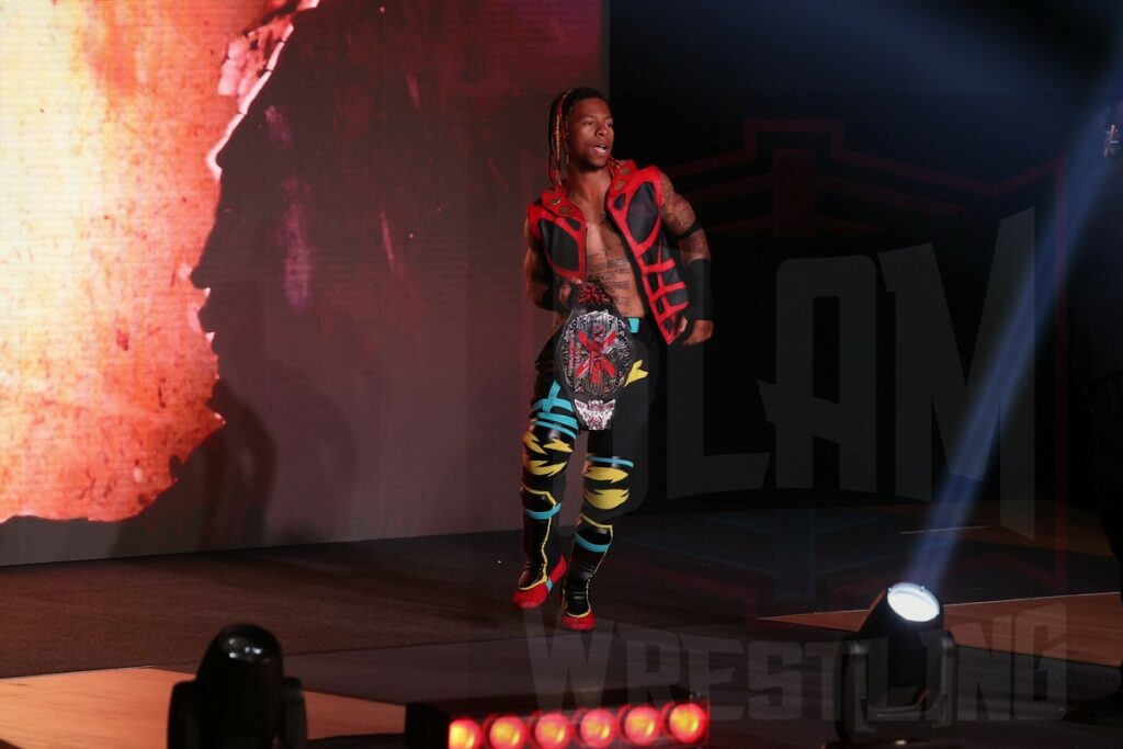 X-Division Champion Lio Rush at Impact 1000 on Saturday, September 9, 2023, at the Westchester County Center in White Plains, NY. Photo by George Tahinos, georgetahinos.smugmug.com