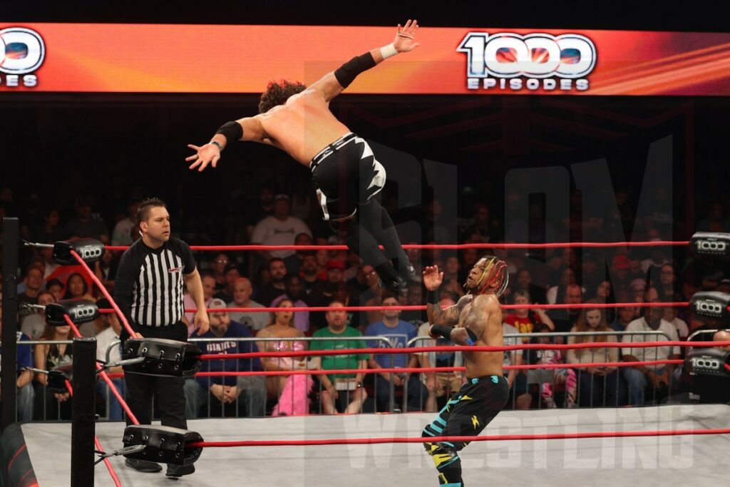 X-Division Championship: Chris Sabin vs Lio Rush at Impact 1000 on Saturday, September 9, 2023, at the Westchester County Center in White Plains, NY. Photo by George Tahinos, georgetahinos.smugmug.com