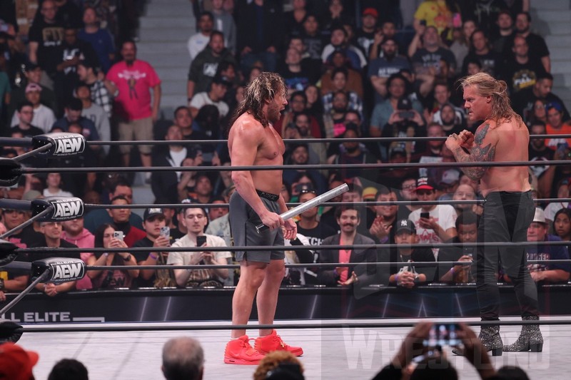 Kenny Omega and Chris Jericho at AEW Rampage, taped on Wednesday, September 20, 2023, at Arthur Ashe Stadium in Queens, NY, and aired on Friday, September 22, 2023. Photo by George Tahinos, https://georgetahinos.smugmug.com