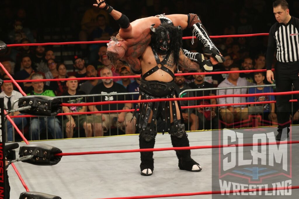 Crazzy Steve vs Black Taurus at Impact Victory Road on Friday, September 8, 2023, at the Westchester County Center in White Plains, NY. Photo by George Tahinos, georgetahinos.smugmug.com