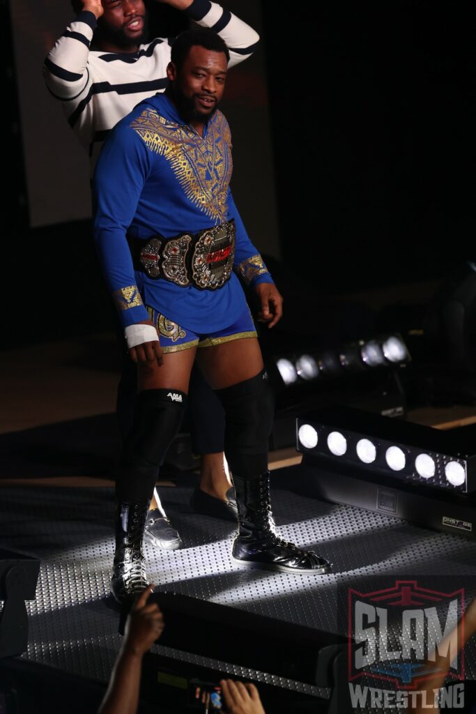 Impact Digital Media Champion Kenny King w/ Sheldon Jean at Impact Victory Road on Friday, September 8, 2023, at the Westchester County Center in White Plains, NY. Photo by George Tahinos, georgetahinos.smugmug.com