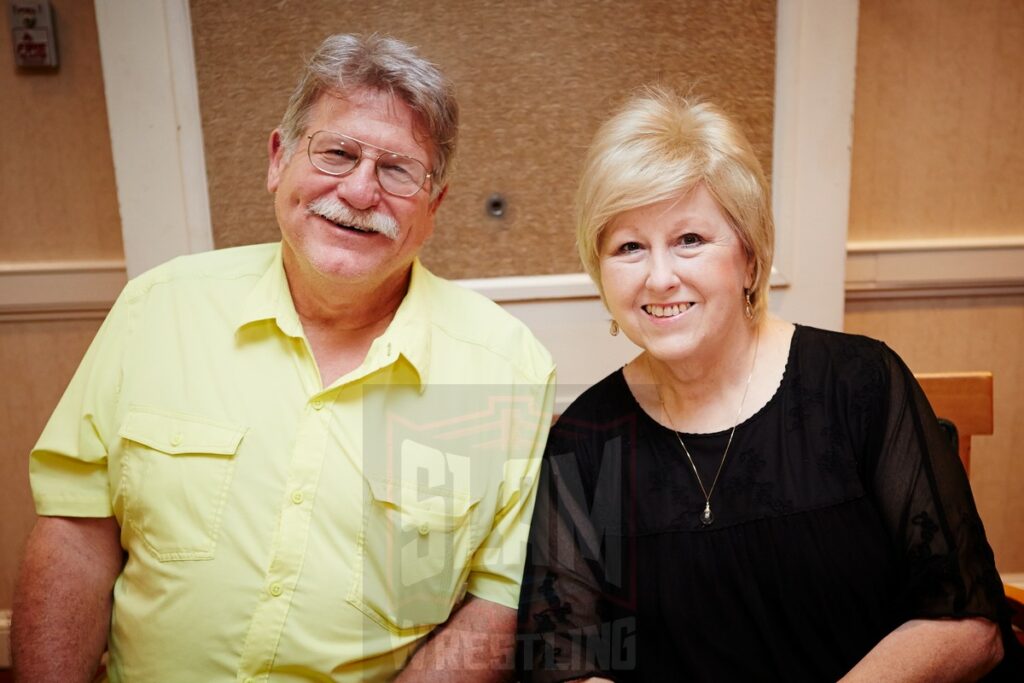 Stan Hansen and Joyce Grable at the Pro Wrestling Hall of Fame induction weekend in Johnstown, New York, in May 2014. Photo by Andrea Kellaway, www.andreakellaway.com