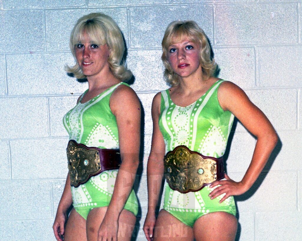 Joyce Grable and Vicki Williams as NWA World Women's tag team champions. Courtesy the collection of Chris Swisher