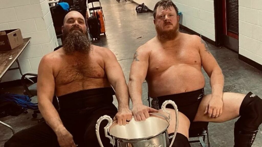 Mike Knox and Trevor Murdoch with the 2023 Crockett Cup. Facebook photo