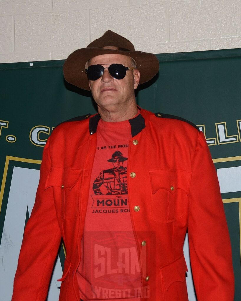 The Mountie Jacques Rougeau Jr. at the Border City Wrestling 30th anniversary show on Saturday, October 7, 2023, at St. Clair College Sportsplex in Windsor, Ontario. Photo by Brad McFarlin