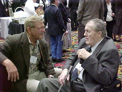 Ed Francis chats with Stu Hart at the Cauliflower Alley Club reunion in 2001. Photo by Greg Oliver