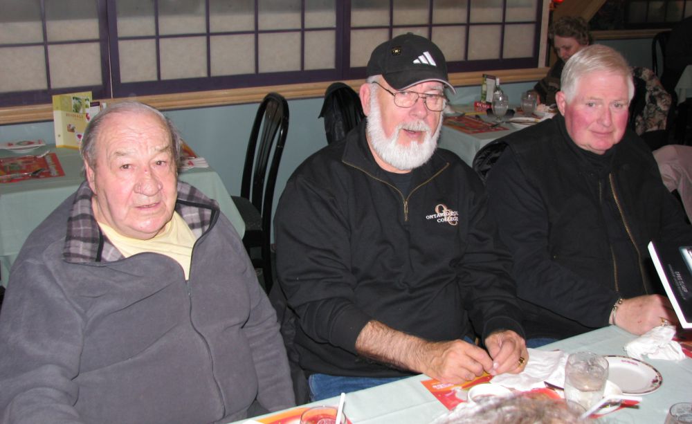 Duncan McTavish, Pat Blake and Ernie Moore at the Hamilton oldtimers Christmas lunch in December 2008. Photo by Greg Oliver