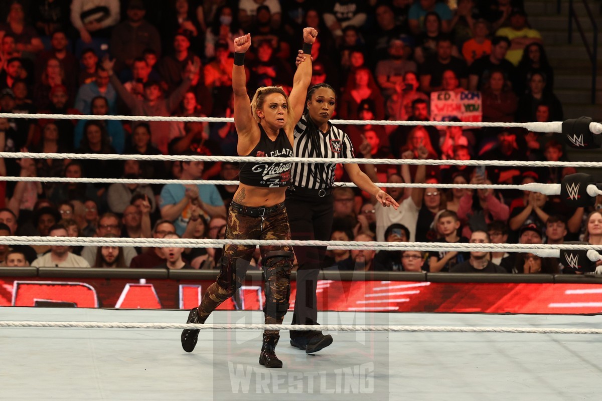 Zoey Stark wins the Women’s World Championship Number One Contender Battle Royal at WWE Monday Night Raw on November 6, 2023, at the Mohegan Sun Arena at Casey Plaza in Wilkes-Barre, PA. Photo by George Tahinos, https://georgetahinos.smugmug.com