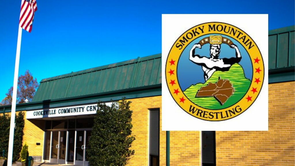 Cookeville Community Center and the Smokey Mountain Wrestling logo