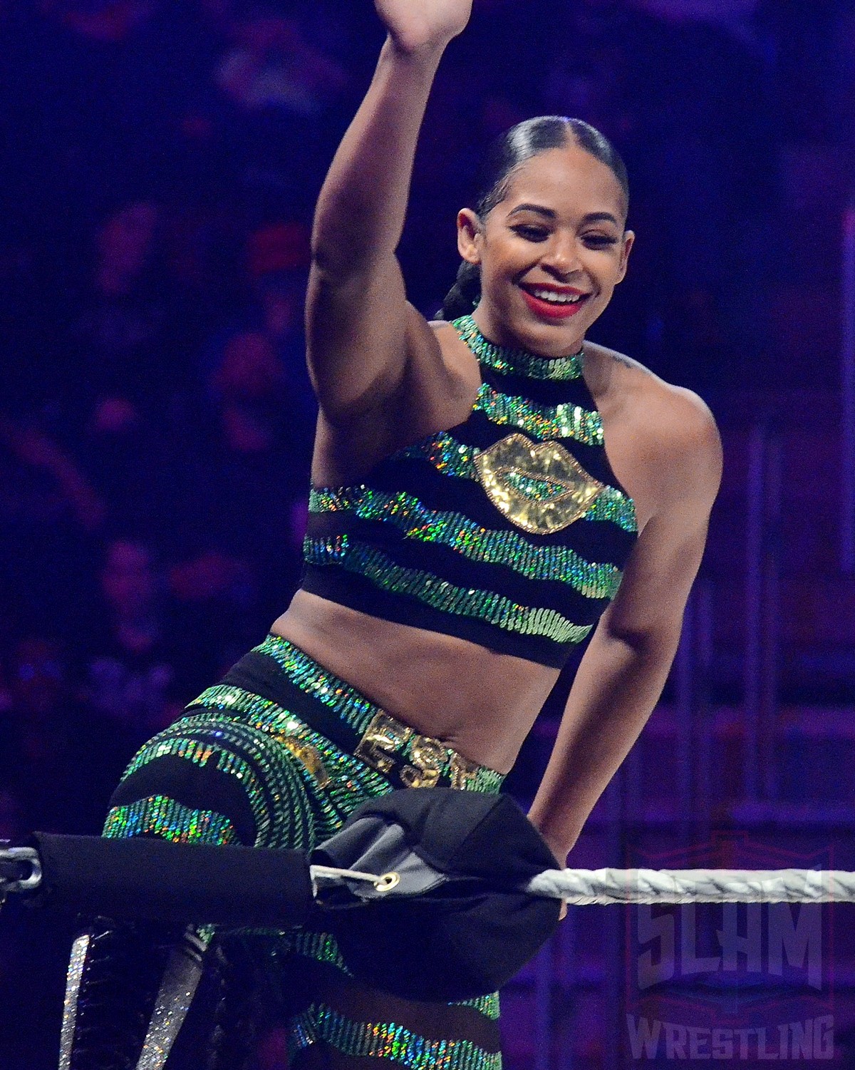 Bianca Belair on the WWE Holiday Tour stop at the Little Caesars Arena in Detroit, Michigan, on Wednesday, December 27, 2023. Photo by Brad McFarlin