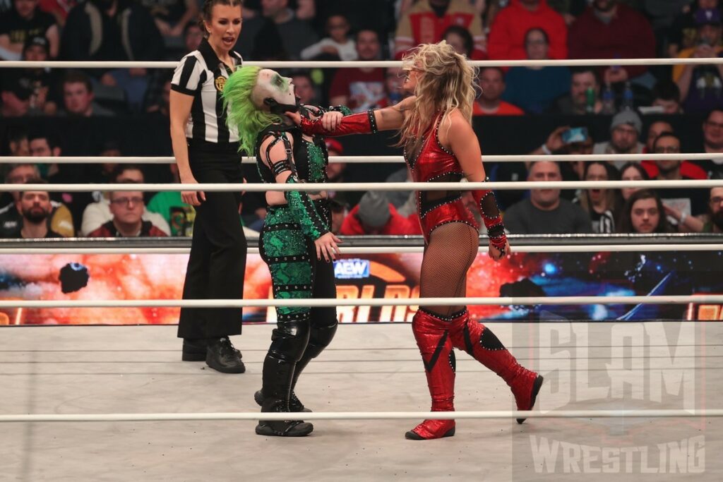 House Rules Match For The TBS Women's Championship: Abadon Vs. Julia Hart (C) at AEW Worlds End on Saturday, December 30, 2023, at the Nassau Veterans Memorial Coliseum in Uniondale, New York. Photo by George Tahinos, georgetahinos.smugmug.com