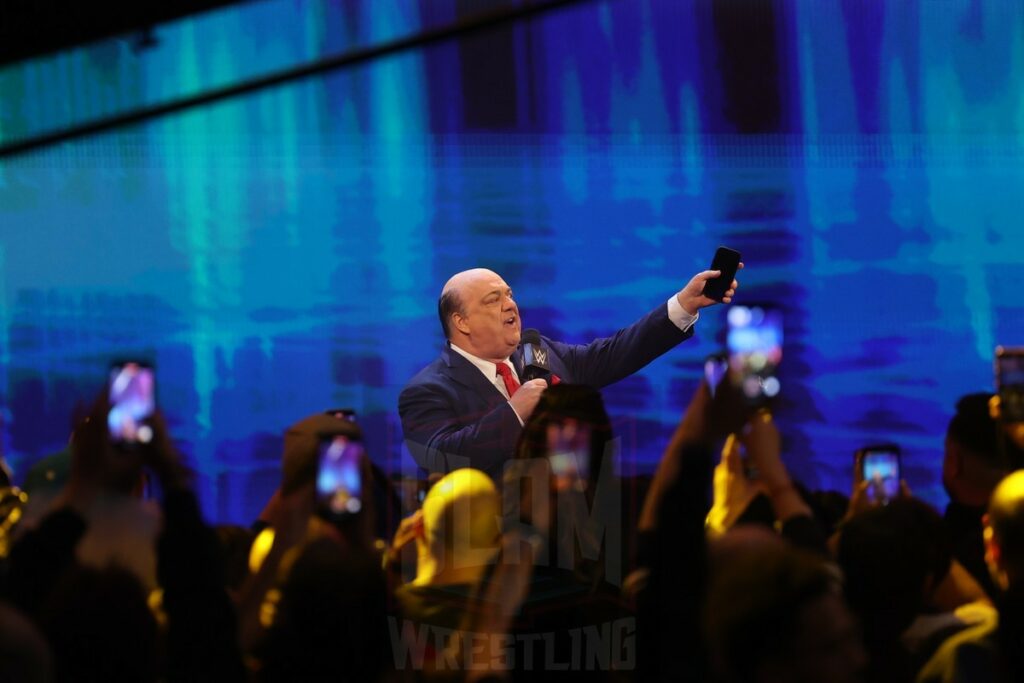 Paul Heyman interrupts the Randy Orton segment at WWE Smackdown on Friday, December 1, 2023, at the Barclays Center in Brooklyn, ny. Photo by George Tahinos, https://georgetahinos.smugmug.com