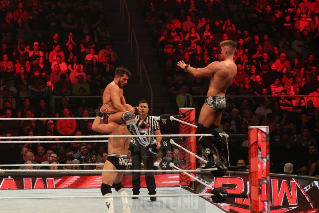 2 Out Of 3 Falls Match: #DIY (Johnny Gargano & Tommaso Ciampa) Vs. Imperium (Ludwig Kaiser & Giovanni Vinci) at WWE Monday Night Raw at the MVP Arena, in Albany, NY, on December 4, 2023. Photo by George Tahinos, georgetahinos.smugmug.com