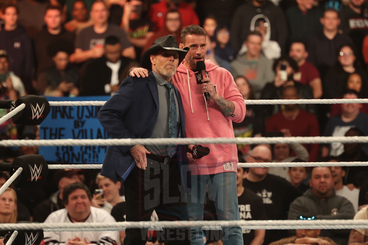 Shawn Michaels and CM Punk at NXT Deadline on Saturday, December 9, 2023, at the Total Mortgage Arena, in Bridgeport, Connecticut. Photo by George Tahinos, georgetahinos.smugmug.com