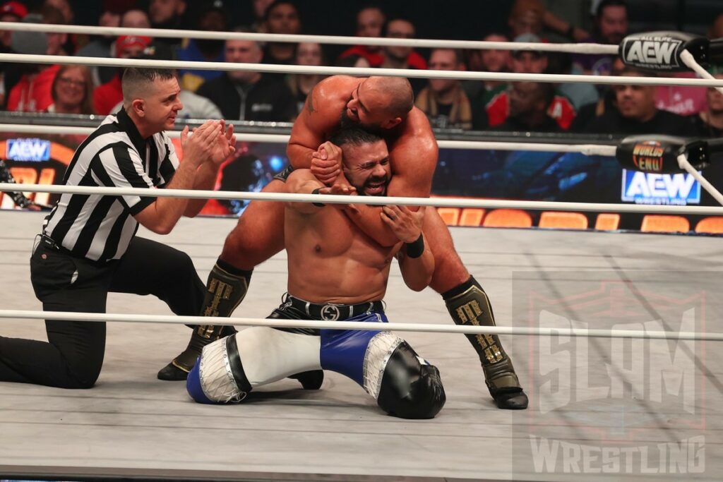 Miro Vs. Andrade El Idolo (W/ CJ Perry) at AEW Worlds End on Saturday, December 30, 2023, at the Nassau Veterans Memorial Coliseum in Uniondale, New York. Photo by George Tahinos, georgetahinos.smugmug.com