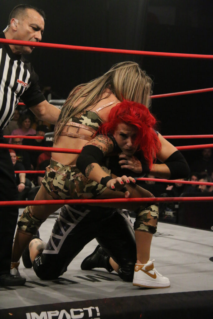 Jody Threat vs. Alisha Edwards at IMPACT Wrestling: Final Resolution at Don Kolov Arena in Mississauga, Ontario on Sat. Dec. 9, 2023. Photo by Steve Argintaru, Twitter/Instagram: @stevetsn