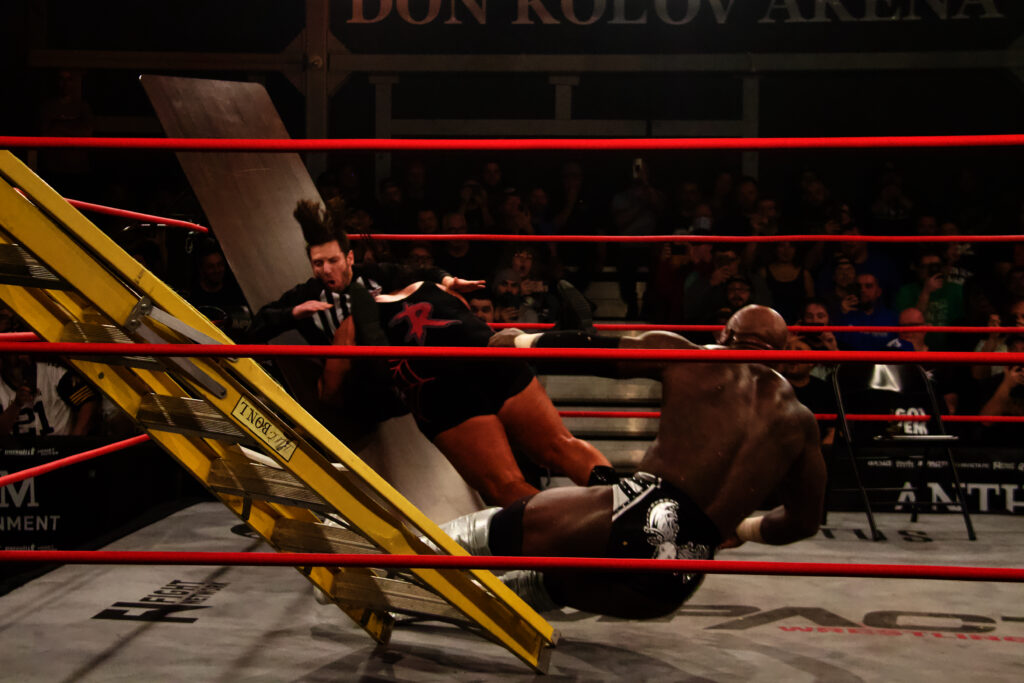 Rhino vs. Moose at IMPACT Wrestling: Final Resolution at Don Kolov Arena in Mississauga, Ontario on Sat. Dec. 9, 2023. Photo by Steve Argintaru, Twitter/Instagram: @stevetsn