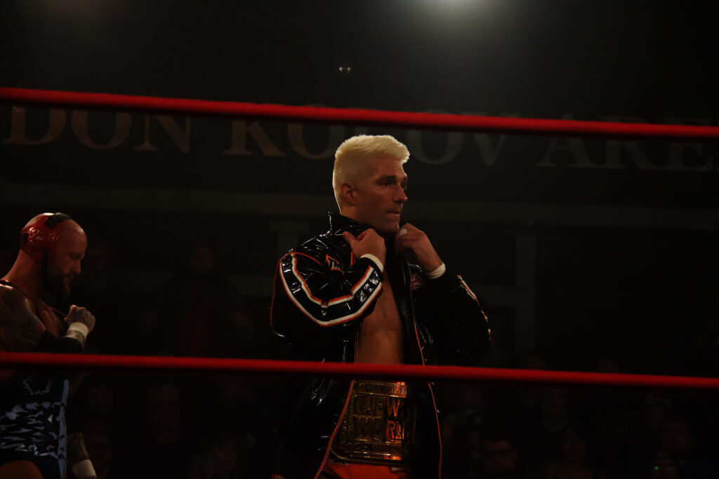 NJPW TV Champion Zack Sabre Jr. at IMPACT Wrestling: Final Resolution at Don Kolov Arena in Mississauga, Ontario on Sat. Dec. 9, 2023. Photo by Steve Argintaru, Twitter/Instagram: @stevetsn