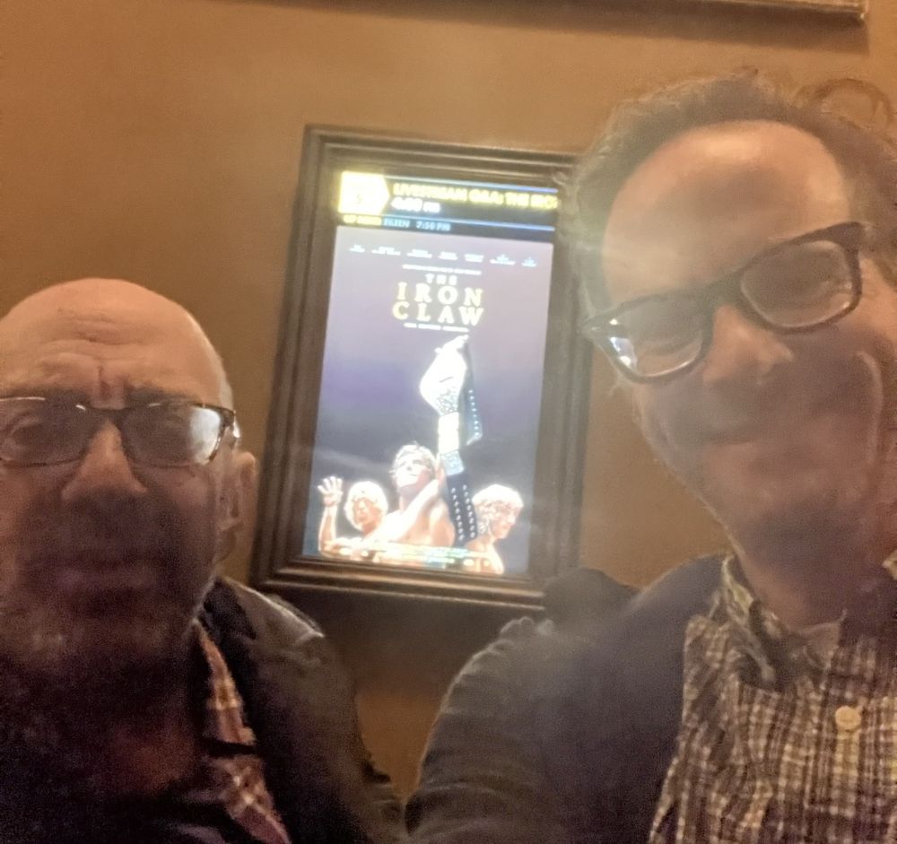 Irv Muchnick and Jon Langmead at a screening of The Iron Claw.