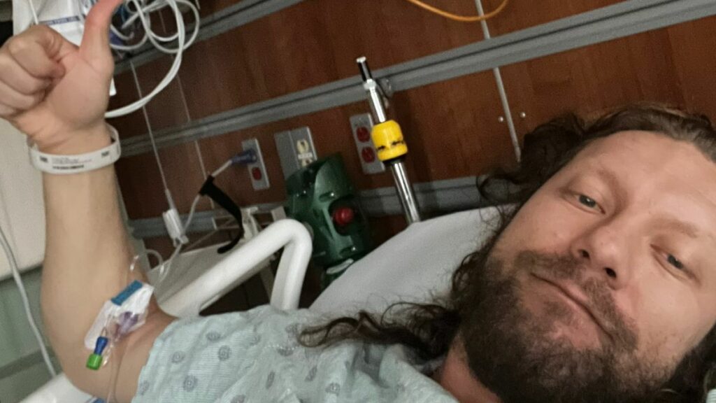 Kenny Omega in the hospital. X photo