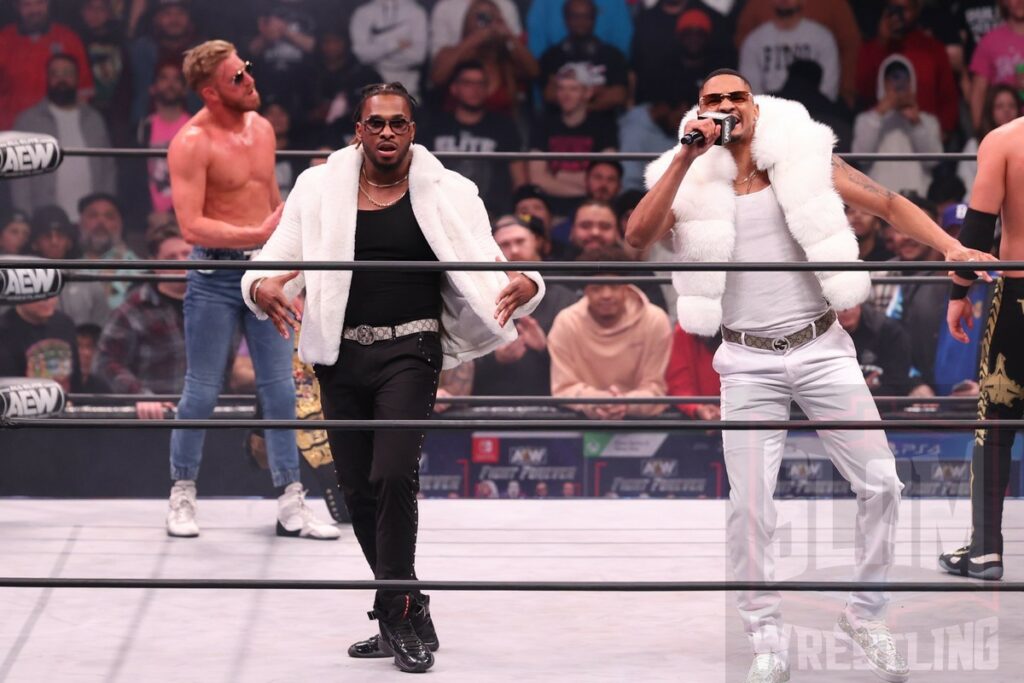 Private Party (Isiah Kassidy and Marq Quen) make their return at AEW Dynamite on Wednesday, January 3, 2024 at the Prudential Center in Newark, NJ. Photo by George Tahinos, https://georgetahinos.smugmug.com