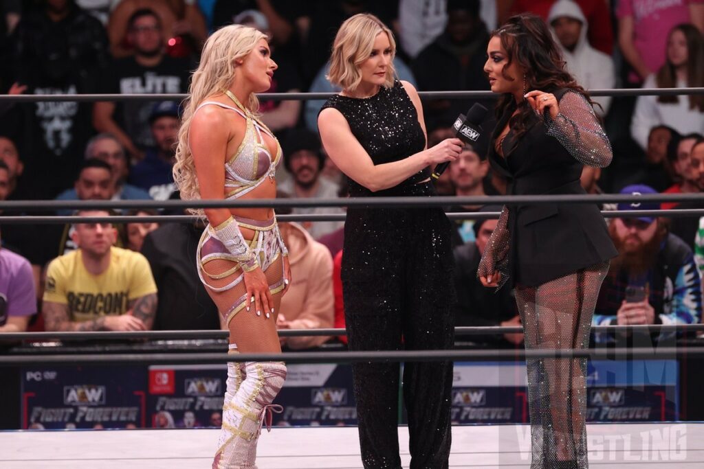 Deonna Purrazzo confronts Mariah May at AEW Dynamite on Wednesday, January 3, 2024 at the Prudential Center in Newark, NJ. Photo by George Tahinos, https://georgetahinos.smugmug.com