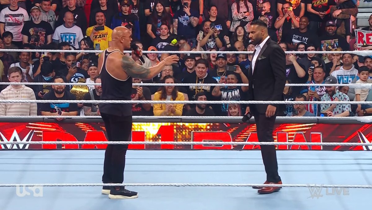 A face-off between The Rock(left) and Jinder Mahal.
