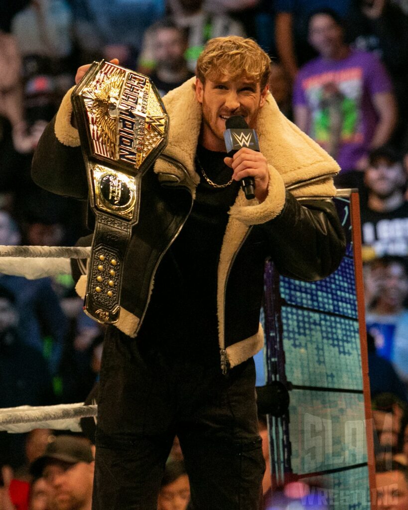 US champion Logan Paul at WWE Friday Night Smackdown at the Rogers Arena in Vancouver, BC, on January 5, 2024. Photo by Josh Ruckstuhl, @IG: joshruckstuhlphotography