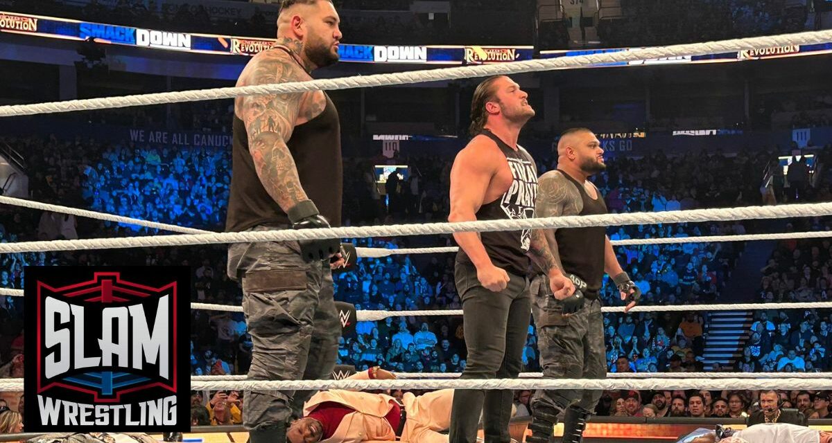 The returning Authors of Pain with Killer Kross at WWE Friday Night Smackdown at the Rogers Arena in Vancouver, BC, on January 5, 2024. Photo by Ben Lypka