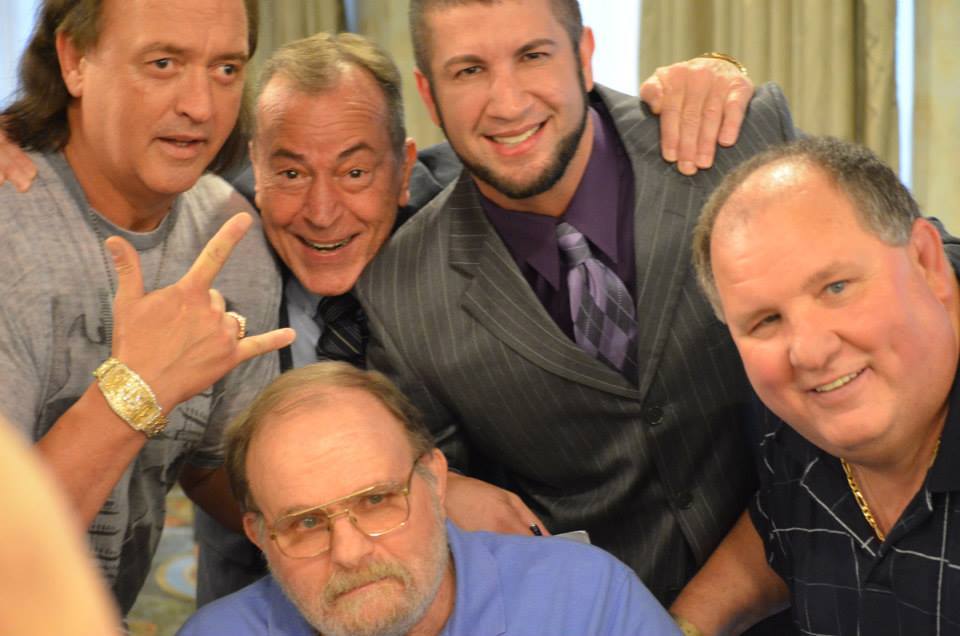 Ole Anderson is surrounded by Robert Gibson, Tommy Young, Shane Helms, and Don Kernodle in 2014. Photo by Peggy Lathan