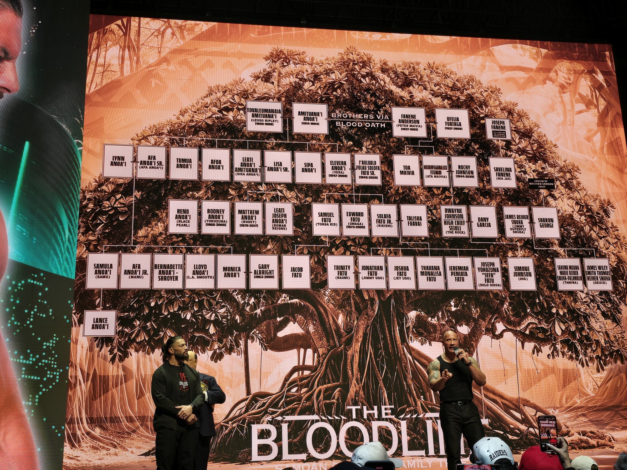 The Bloodline family tree revealed at the WWE press conference in Las Vegas on February 4, 2024. Twitter photo